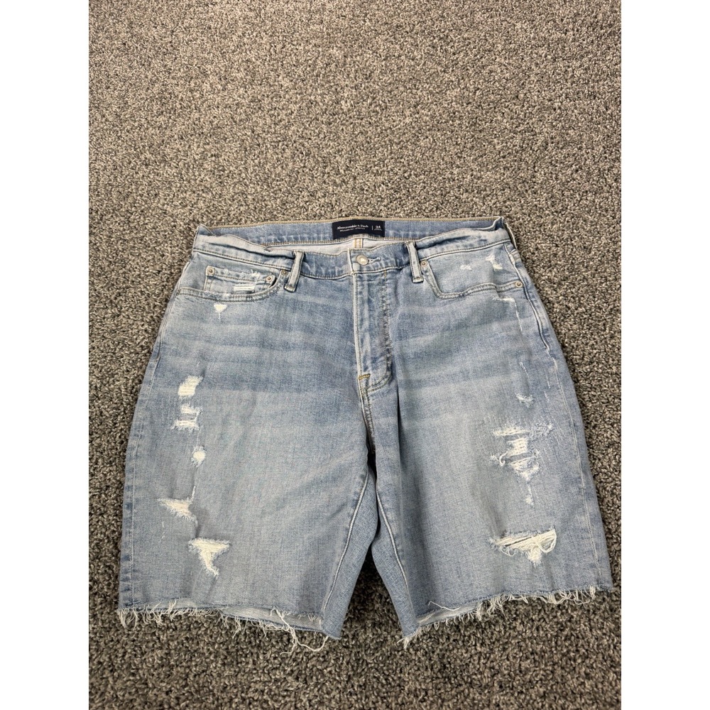 Abercrombie & Fitch Relaxed Fit Denim Jean Shorts Men's Size 34 Blue
